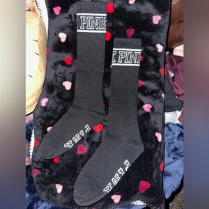 PINK Victoria's Secret Black and White Logo Knee High Socks